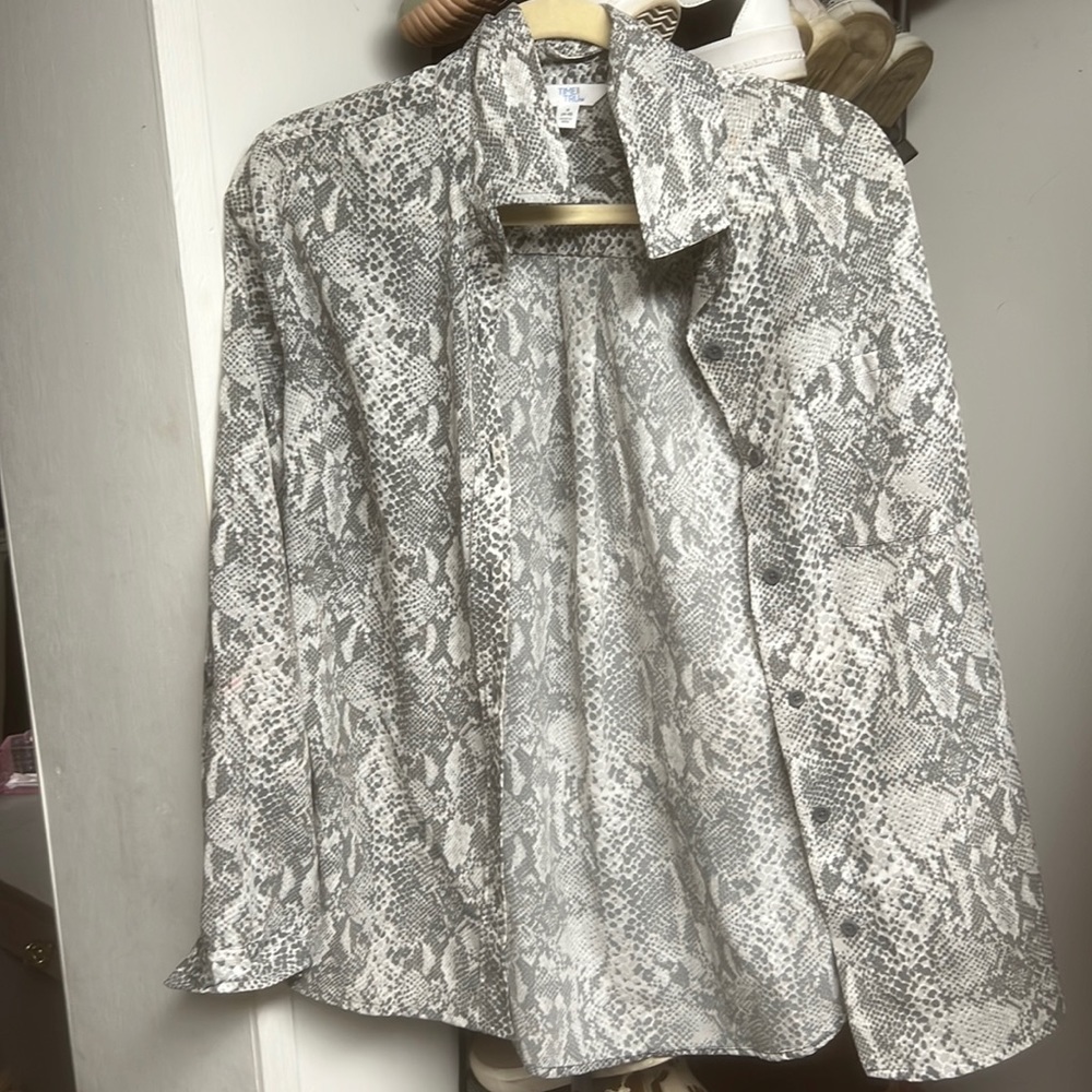 Snakeskin button up blouse